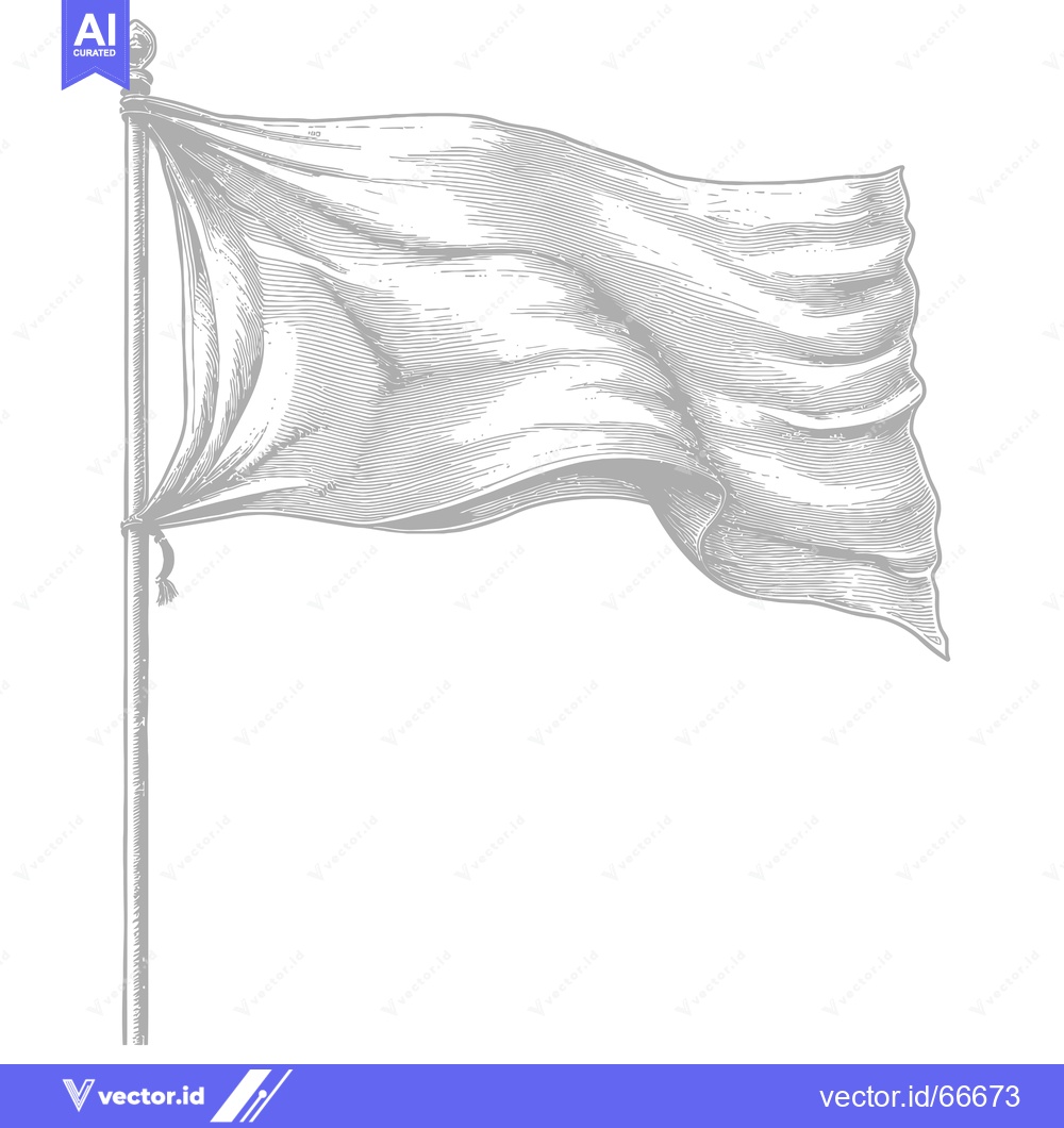 Premium Vector of A Hand-Drawn Engraving of a Waving Flag on a Pole