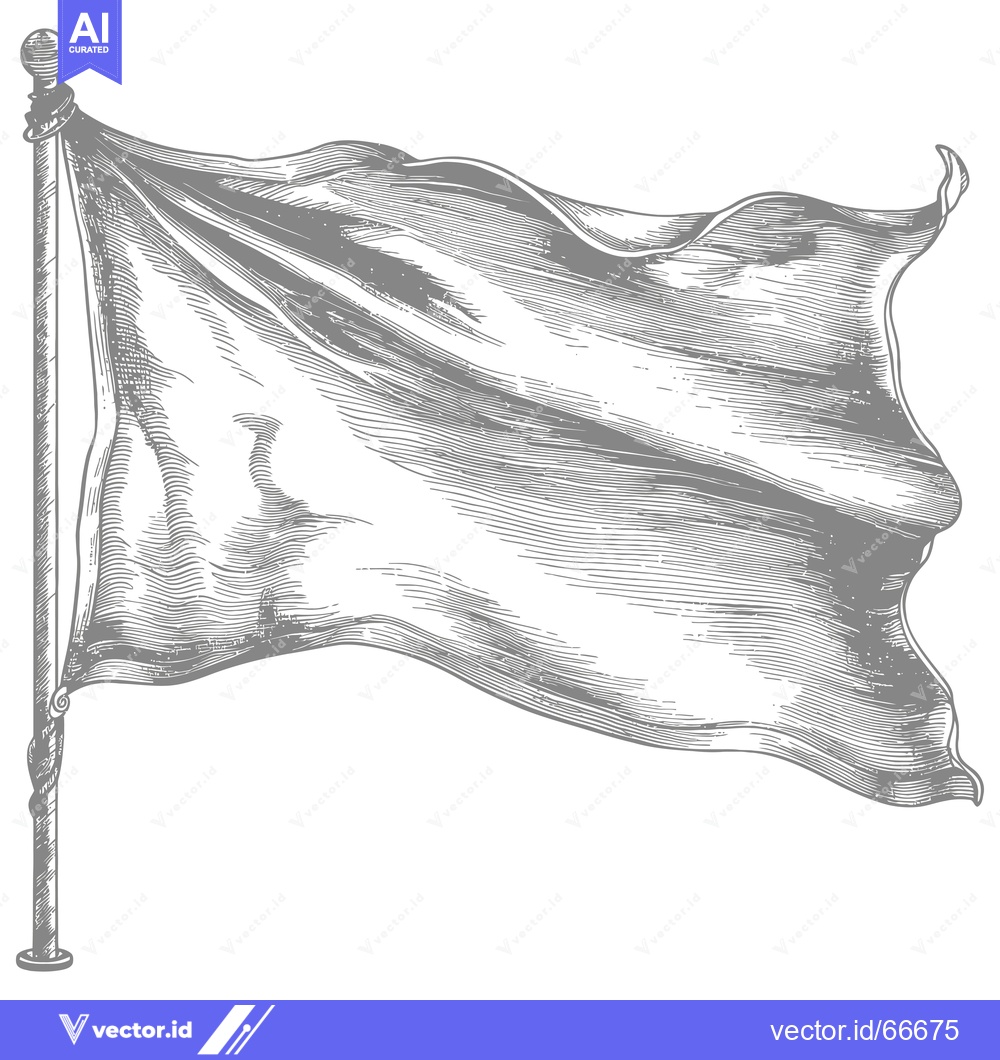 Premium Vector dari A Blank Flag Waving in the Wind, Illustrated in a Vintage Style