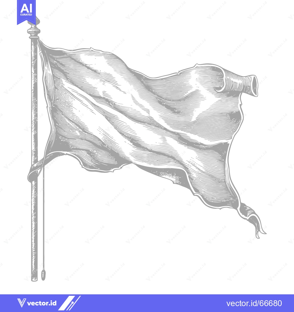 Premium Vector dari A Vintage Engraving of a Blank White Flag Waving in the Wind