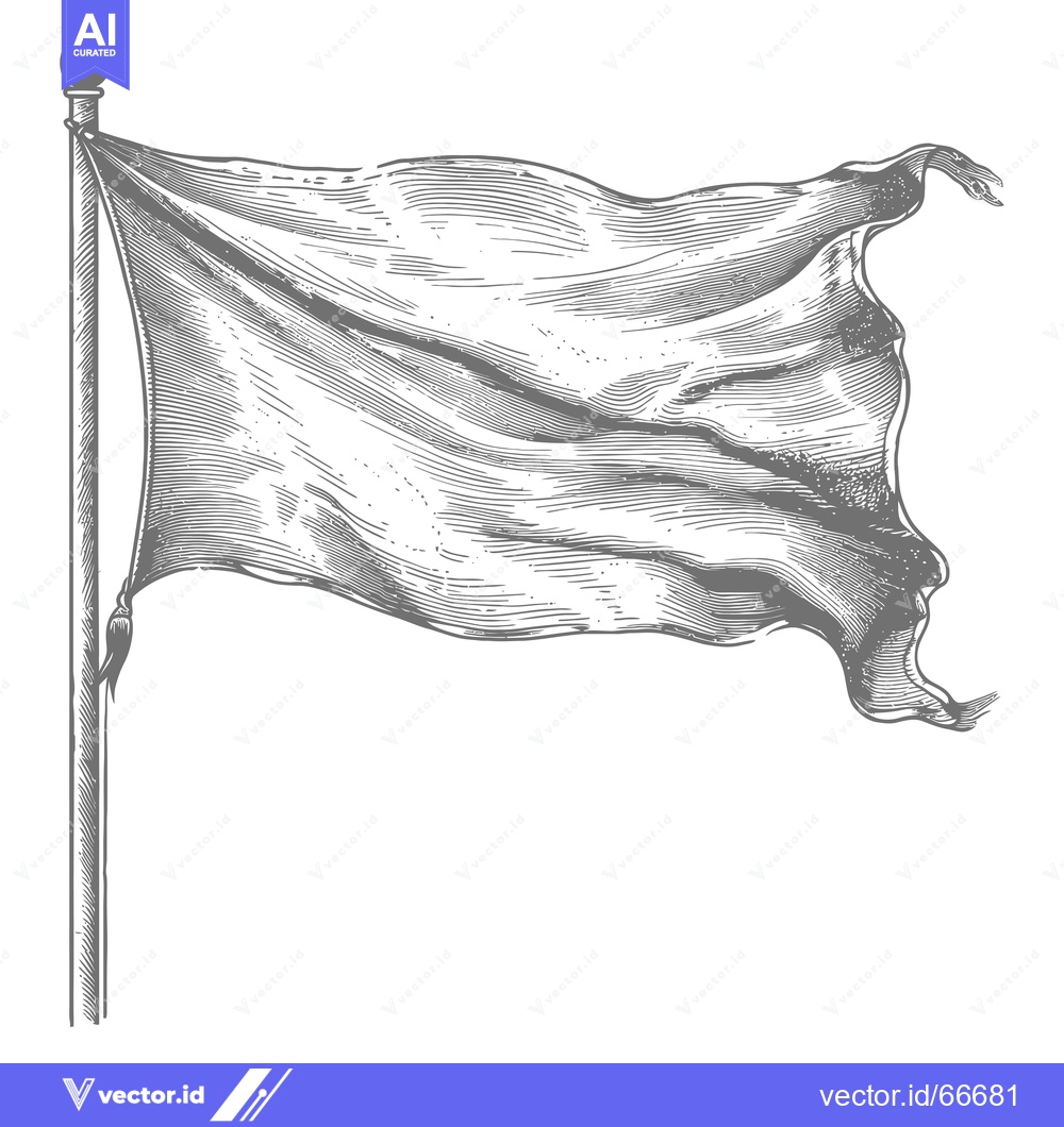Premium Vector of A Blank Flag Waving on a Pole