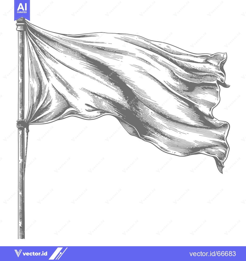 Premium Vector dari Hand-drawn illustration of a white flag waving on a pole