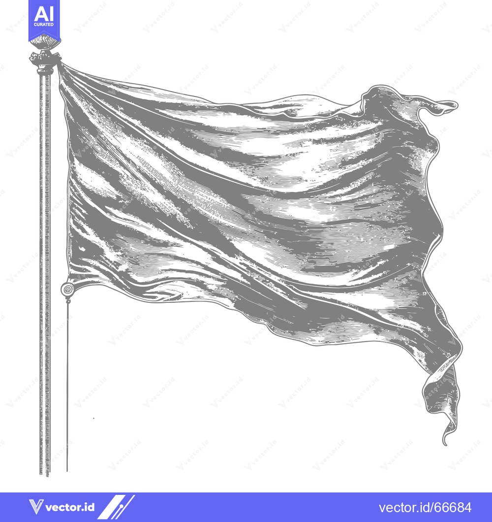 Premium Vector of A Waving Flag on a Pole with an Ornate Top