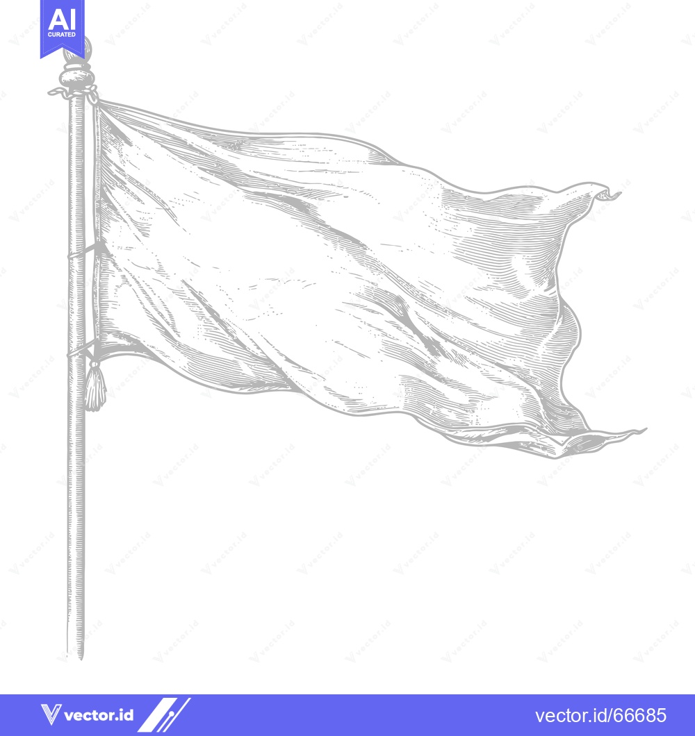 Premium Vector dari A White Flag Waving on a Pole With a Tassel
