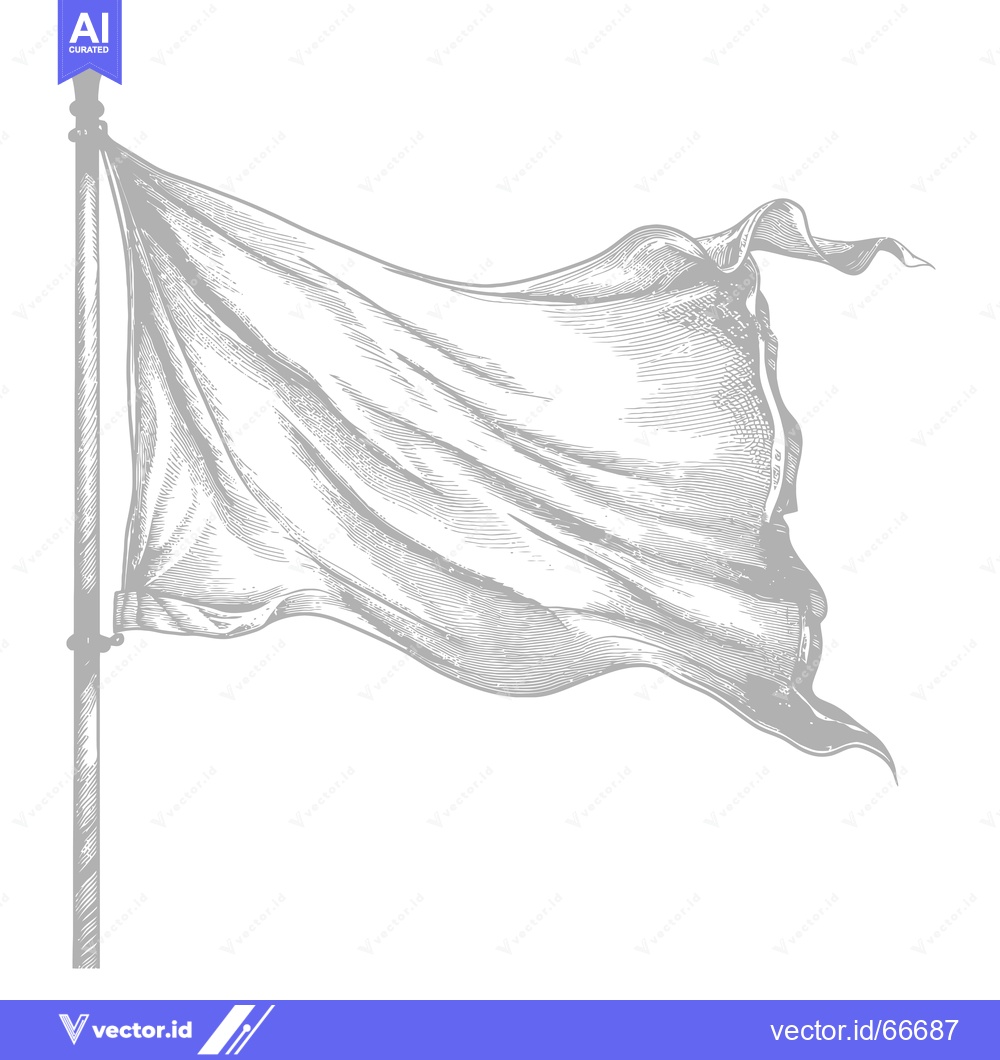 Premium Vector of Hand-Drawn Illustration of a White Flag Waving on a Pole