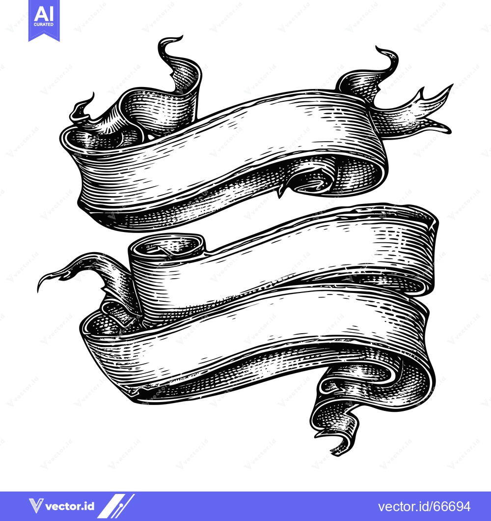 Premium Vector dari Two Intertwined Ornate Ribbon Banners with Detailed Texture