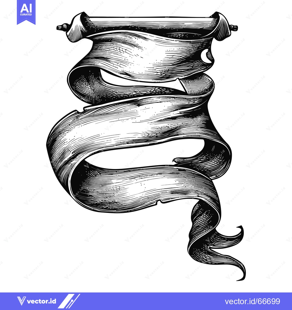 Premium Vector dari Black and White Hand-Drawn Ornate Scroll Banner