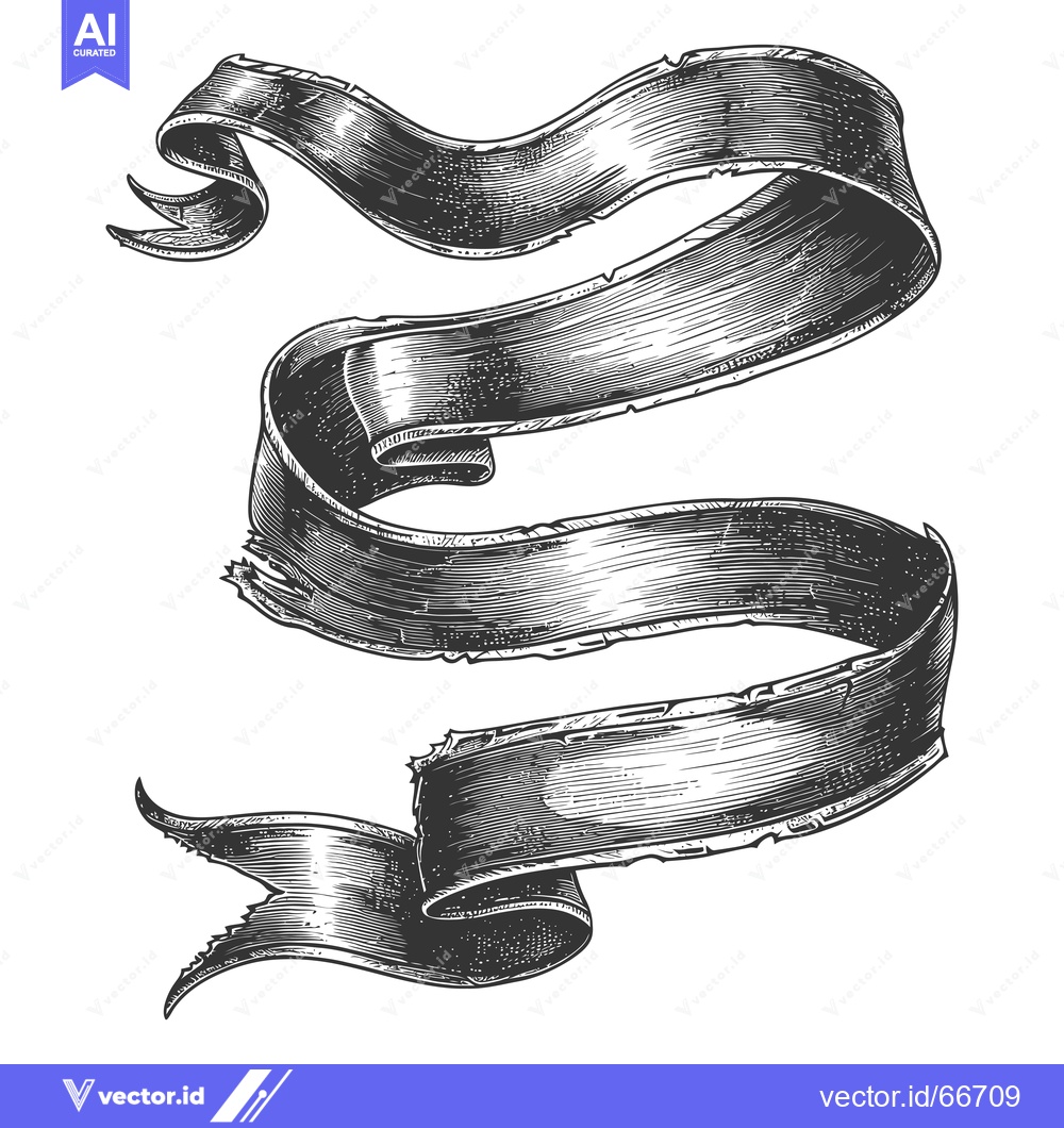 Premium Vector dari Hand-drawn illustration of three tattered ribbons in a decorative swir