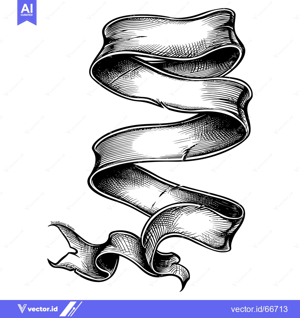 Premium Vector dari Black and White Hand Drawn Swirling Ribbon Illustration