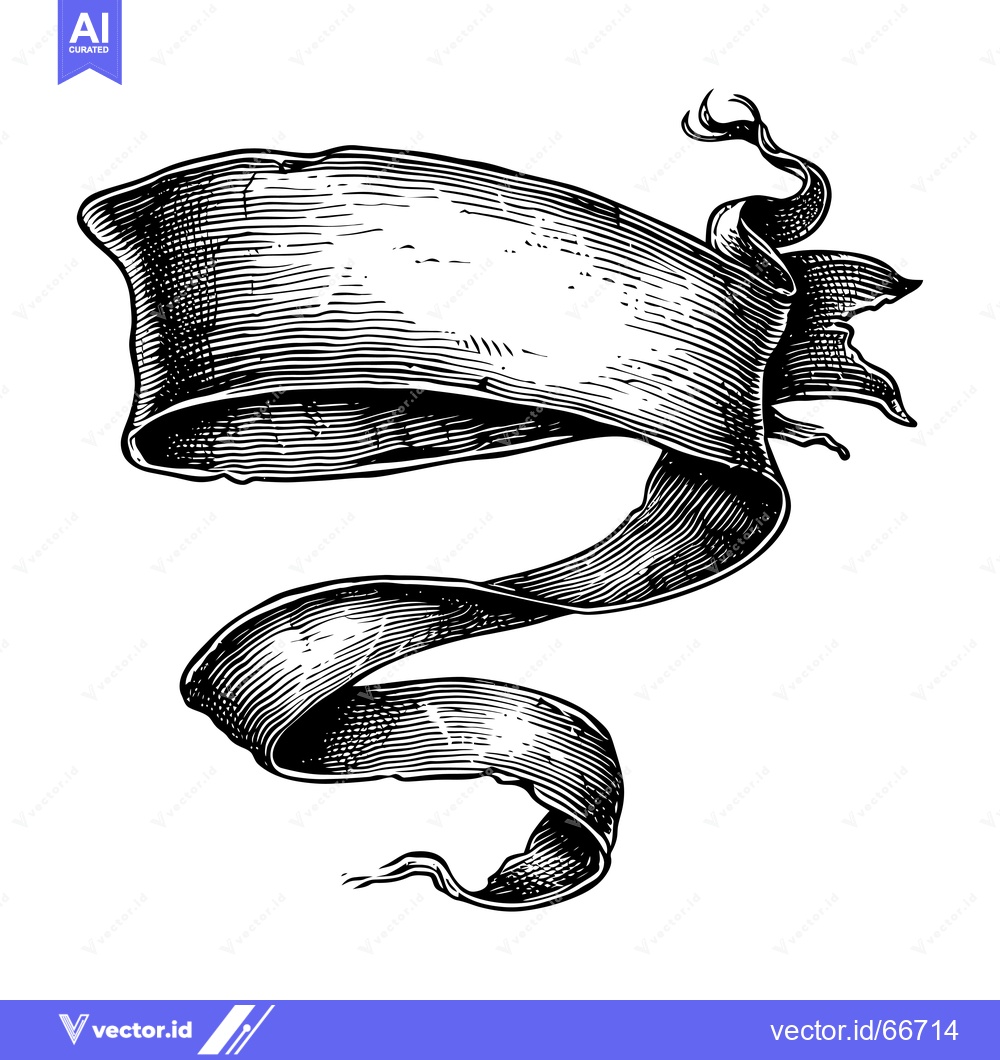 Premium Vector dari Hand-Drawn Vintage Ribbon Banner with Frayed Edges