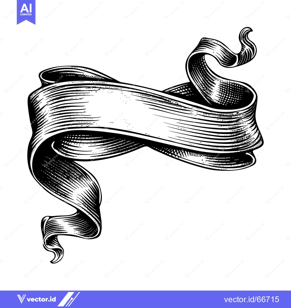 Premium Vector of A Hand-Drawn Black and White Banner with Detailed Lines and Curves