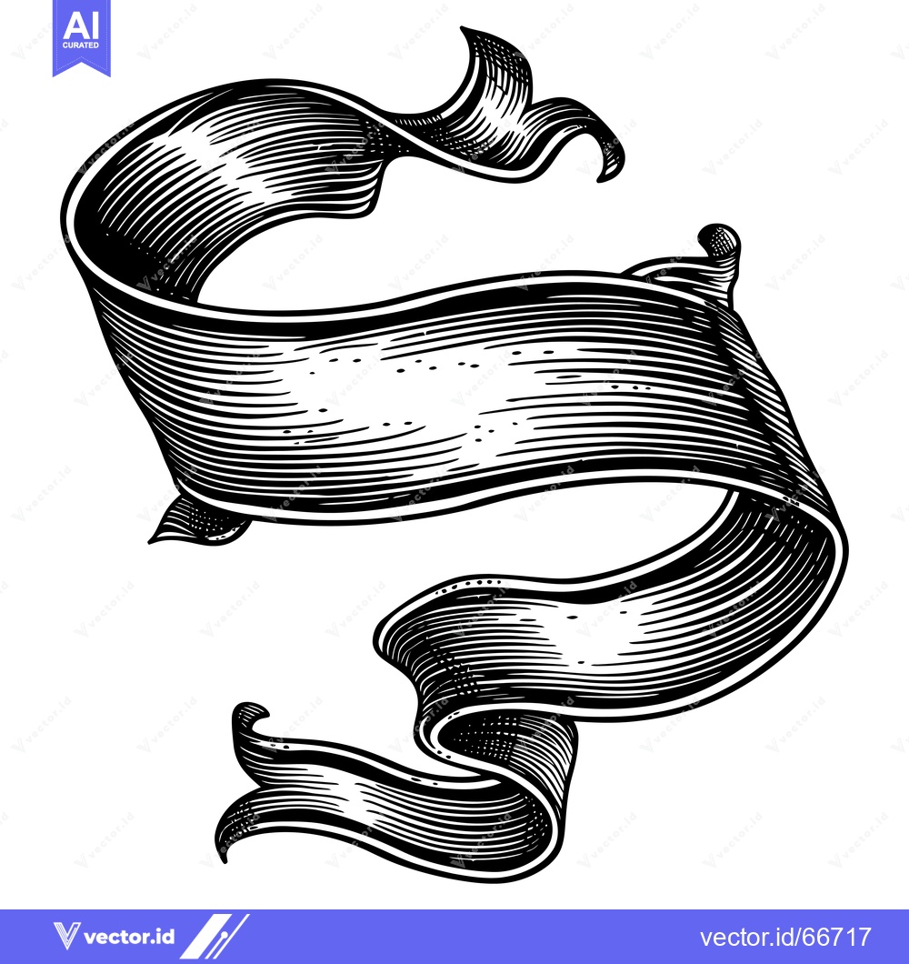 Premium Vector dari Black and White Hand-Drawn Ribbon Banner with Blank Space