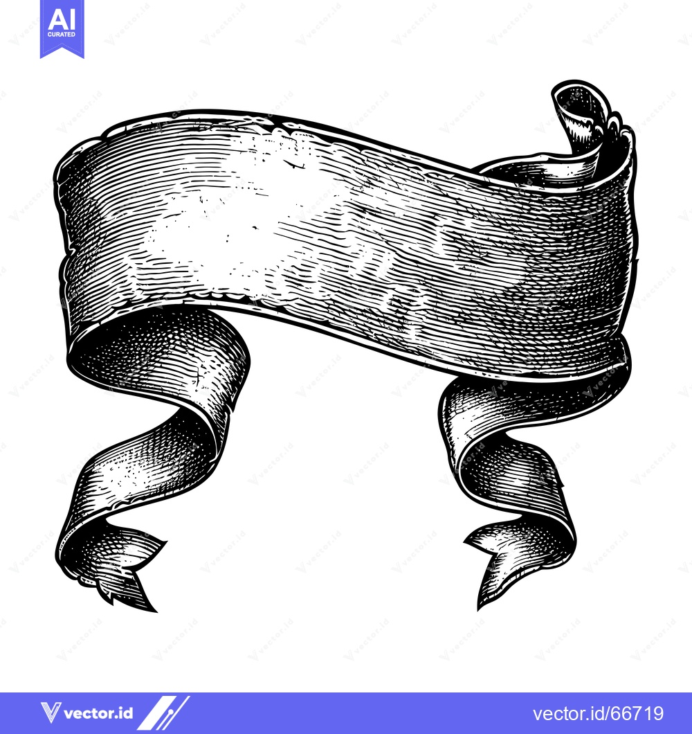 Premium Vector dari Vintage Hand-Drawn Black and White Ribbon Banner