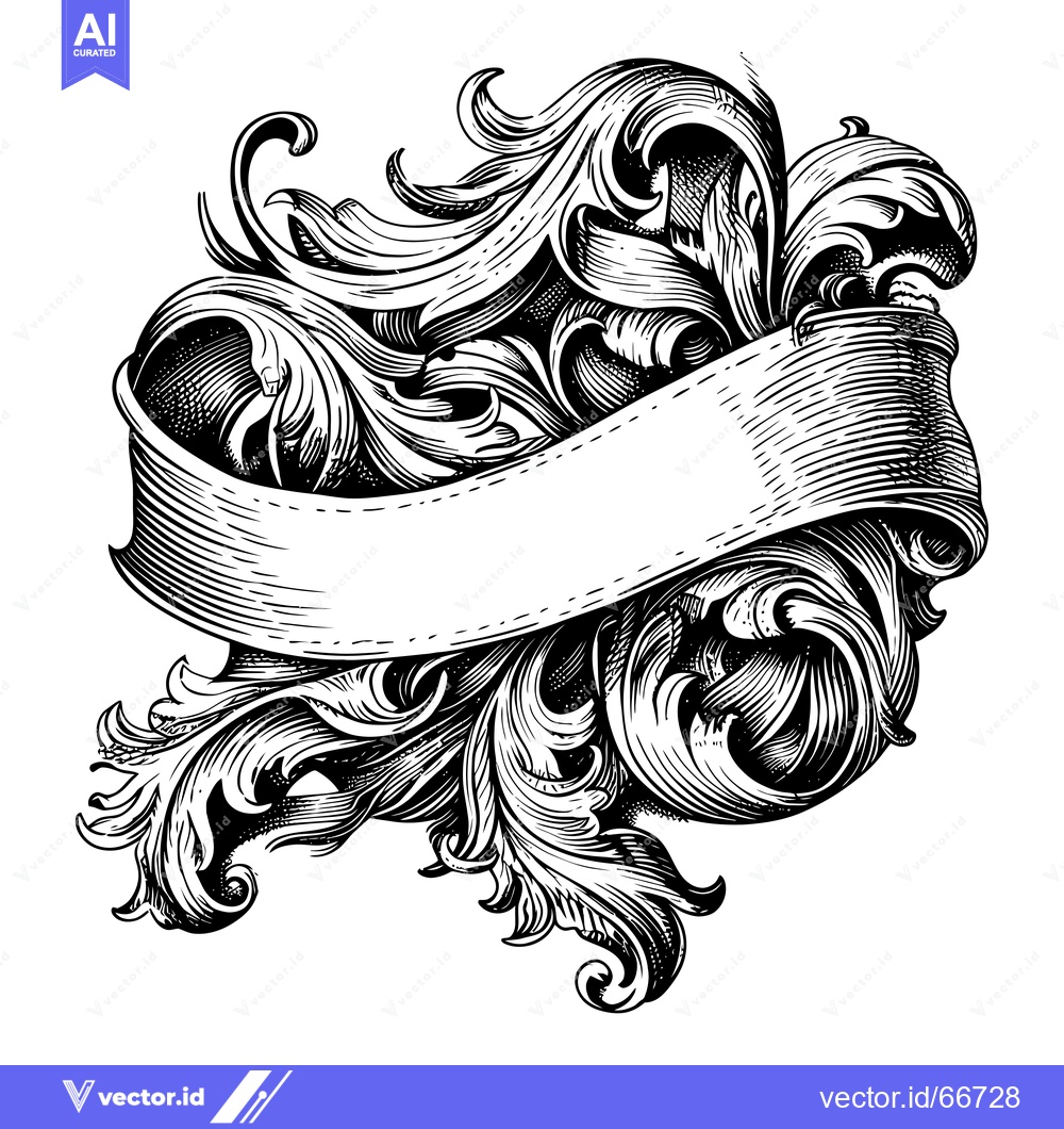 Premium Vector dari Ornate Swirling Floral Design with a Blank Banner