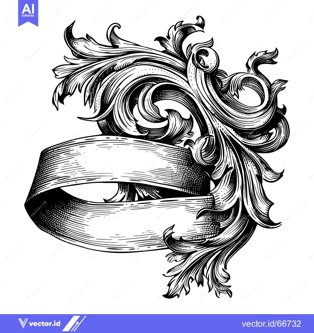 Premium Vector of Ornate Flourish with Banner for Design Element