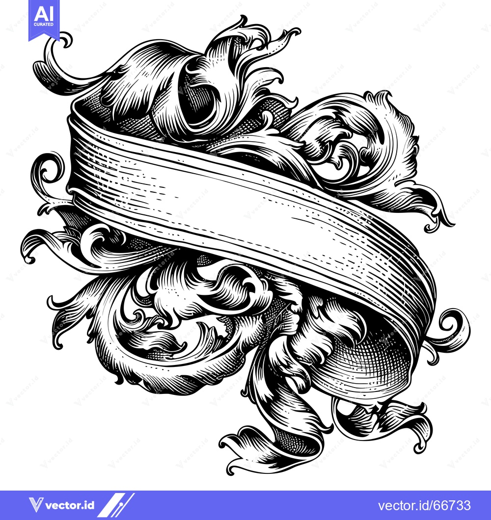 Premium Vector of Ornate Black and White Scroll with Flourishes