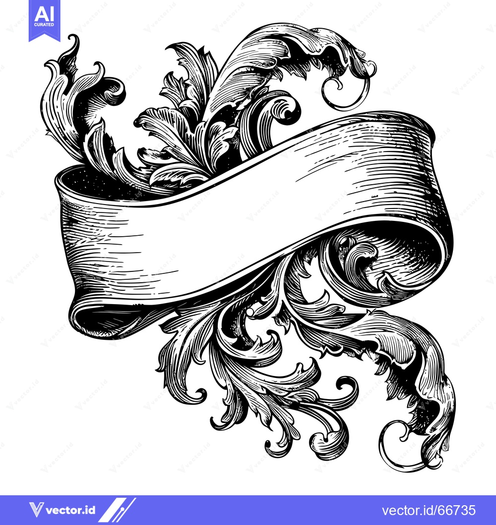 Premium Vector dari Ornamental Banner with Swirling Floral Elements
