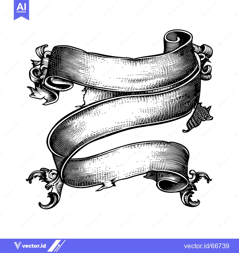 Premium Vector dari Ornate Black and White Scroll Banner with Blank Space