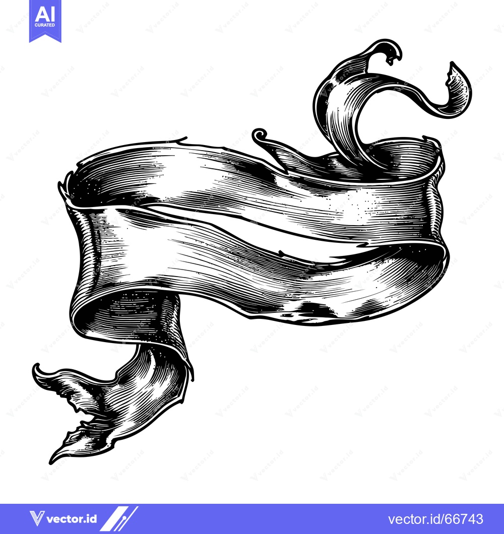 Premium Vector of Black and White Hand-Drawn Banner Ribbon