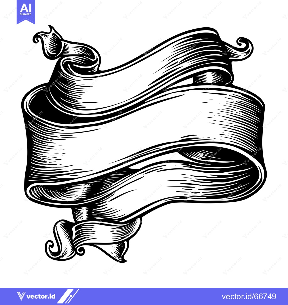 Premium Vector of Black and White Hand Drawn Ornate Banner with Swirls