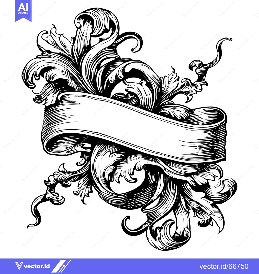 Premium Vector dari Ornate Flourish with Blank Banner