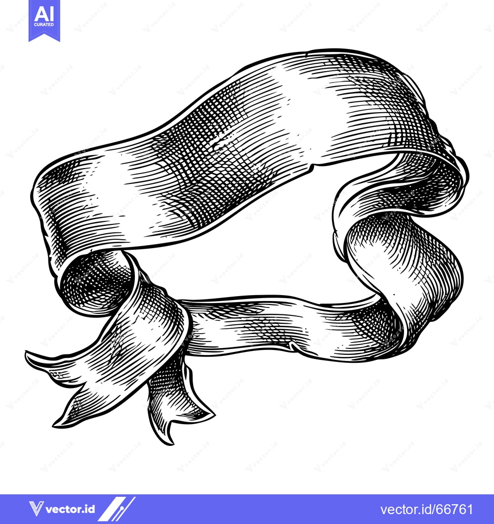 Premium Vector dari Hand-Drawn Black and White Vintage Ribbon Banner