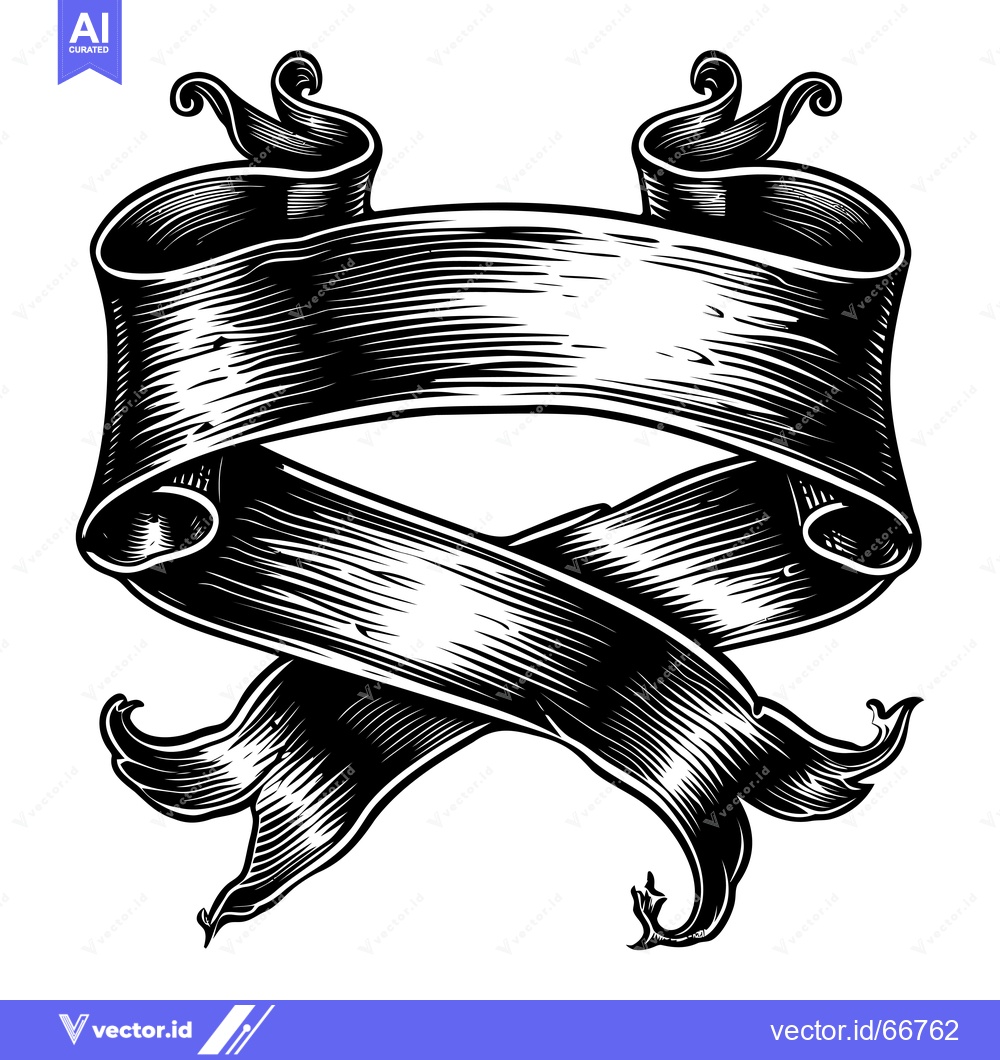 Premium Vector dari Black and White Vintage Scroll Banner with Flourishes