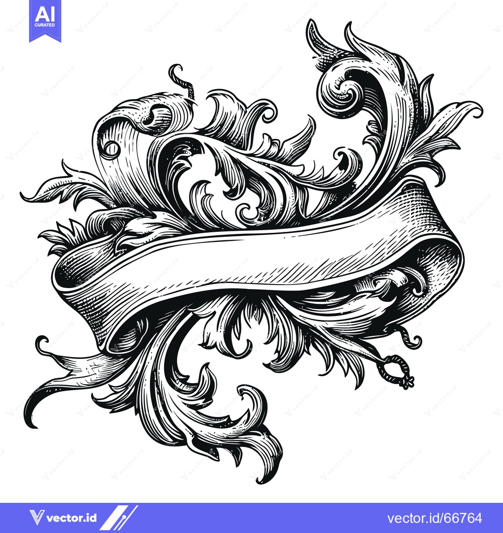 Premium Vector dari Ornate Scrollwork Banner with Intricate Floral Details
