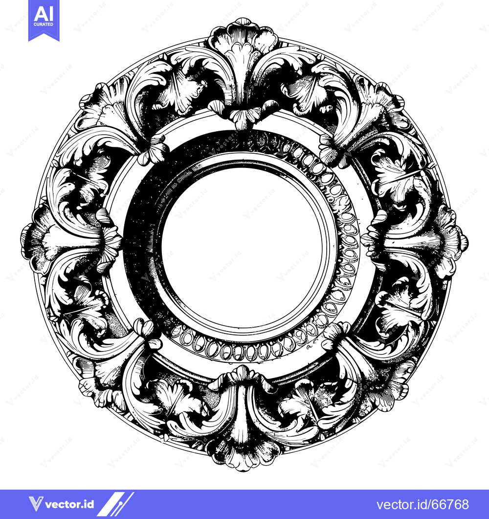 Premium Vector dari Ornate Circular Frame with Intricate Floral Details