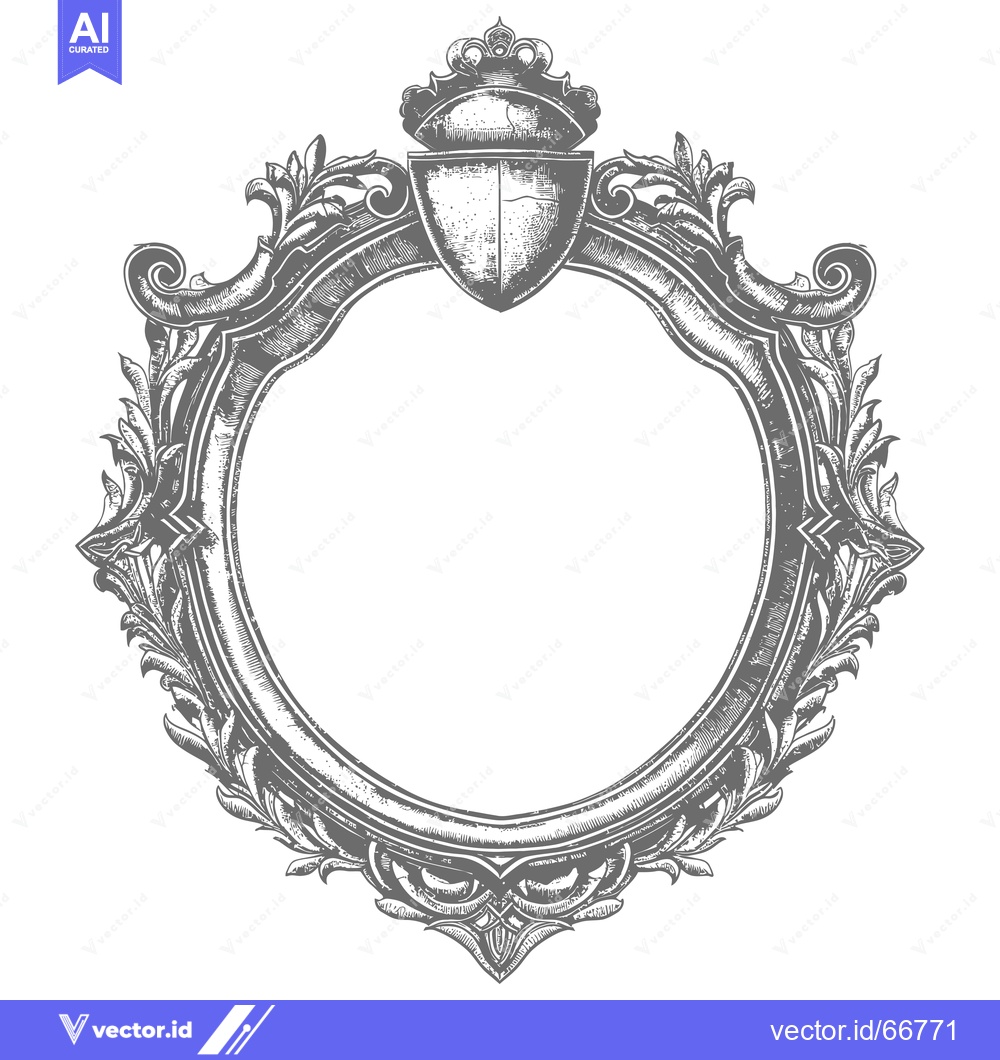Premium Vector of Ornate Circular Frame with Crown and Shield
