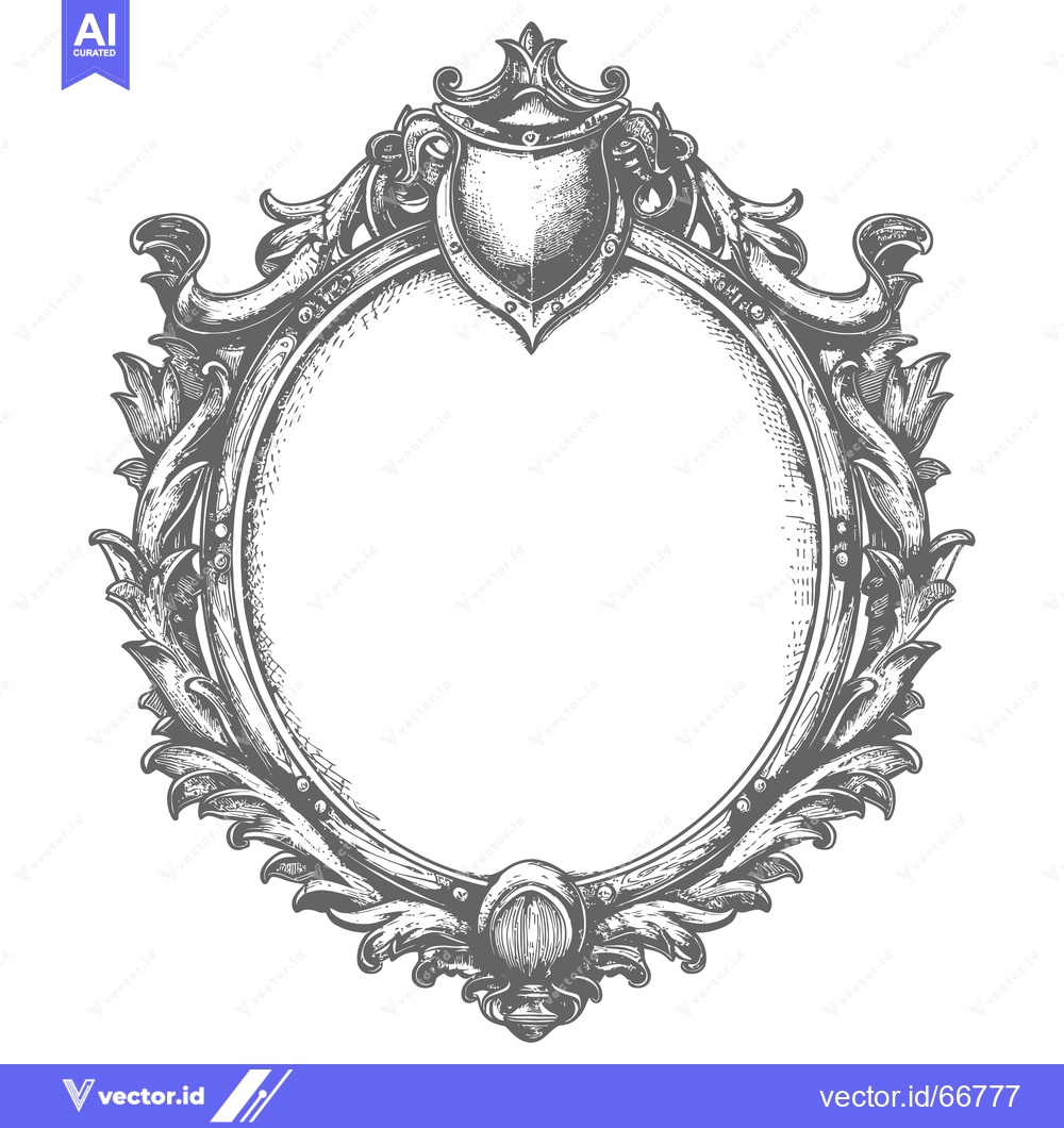 Premium Vector of Ornate Circular Frame with Crown and Shield