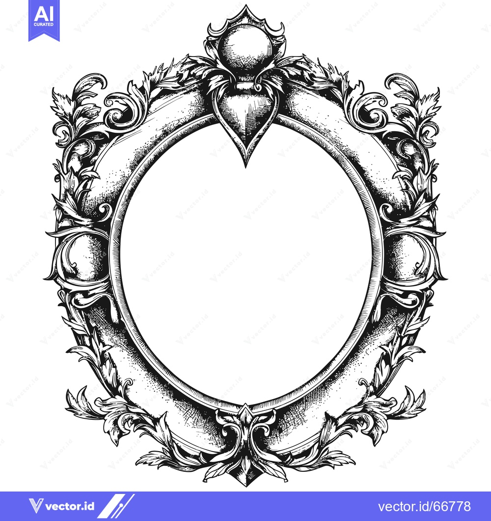 Premium Vector of Ornate Oval Frame with Intricate Floral Designs