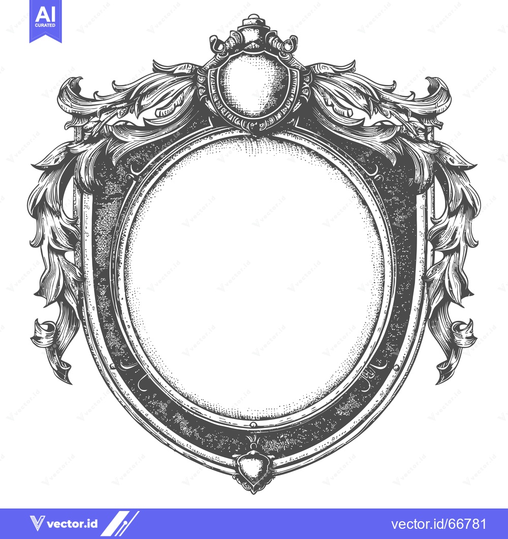 Premium Vector of Ornate Circular Frame with Floral Design and Crown