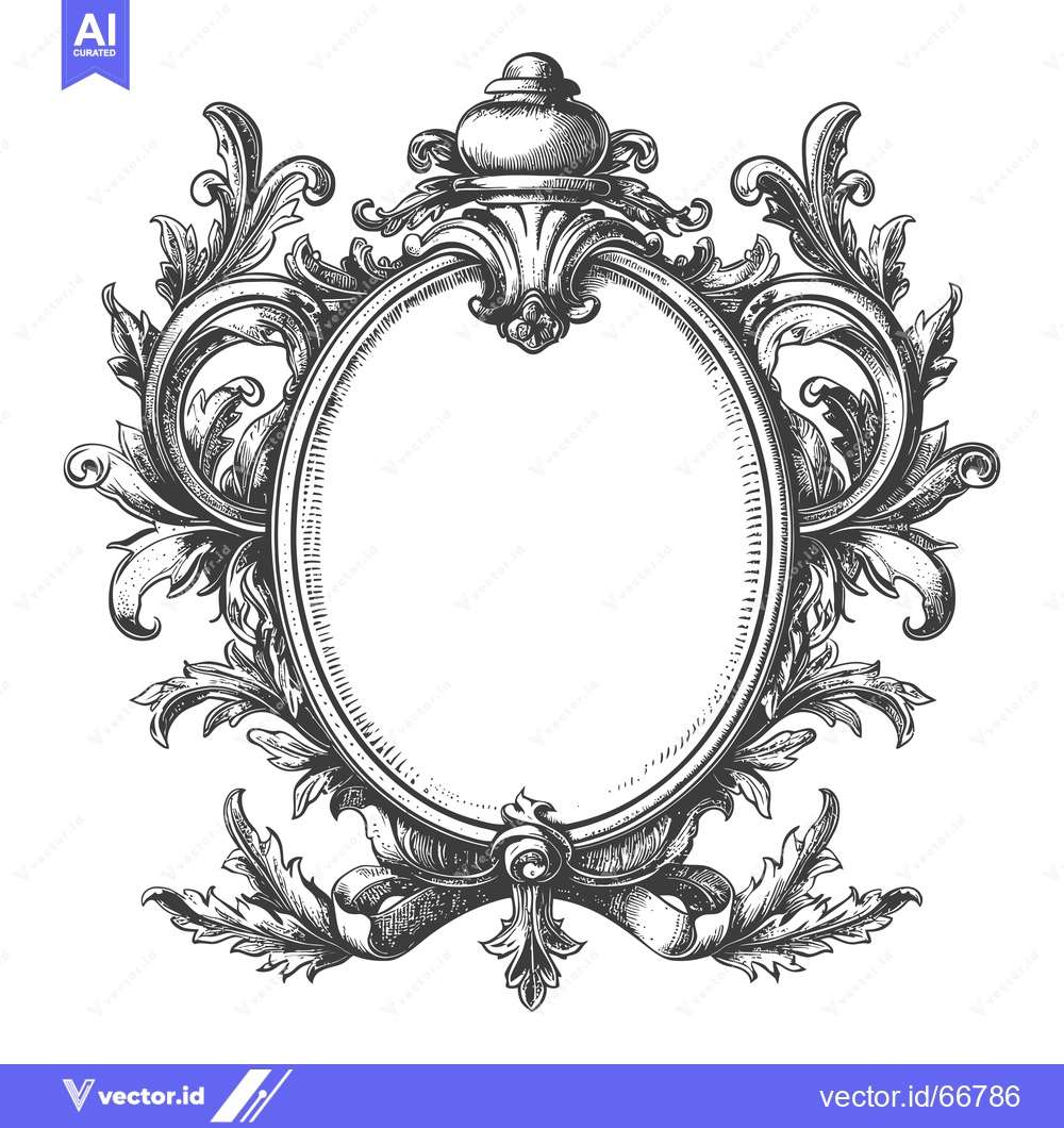 Premium Vector dari Ornate Floral Frame with a Central Oval