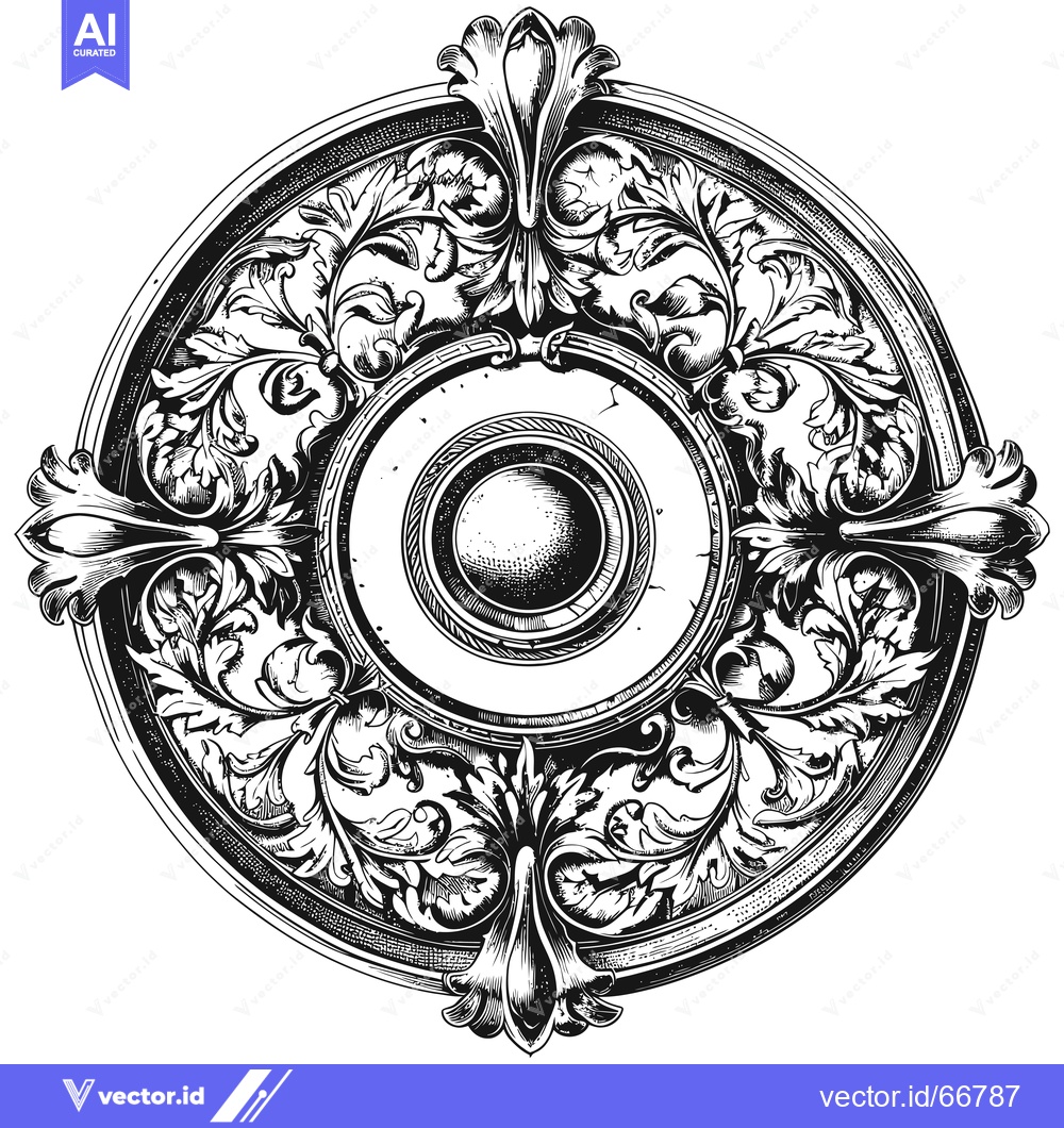 Premium Vector of Circular Ornamental Design with Floral Motifs and a Center Circle