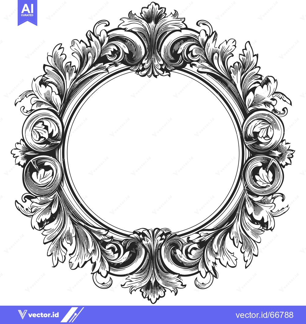 Premium Vector dari Ornate Circular Frame with Floral Motifs