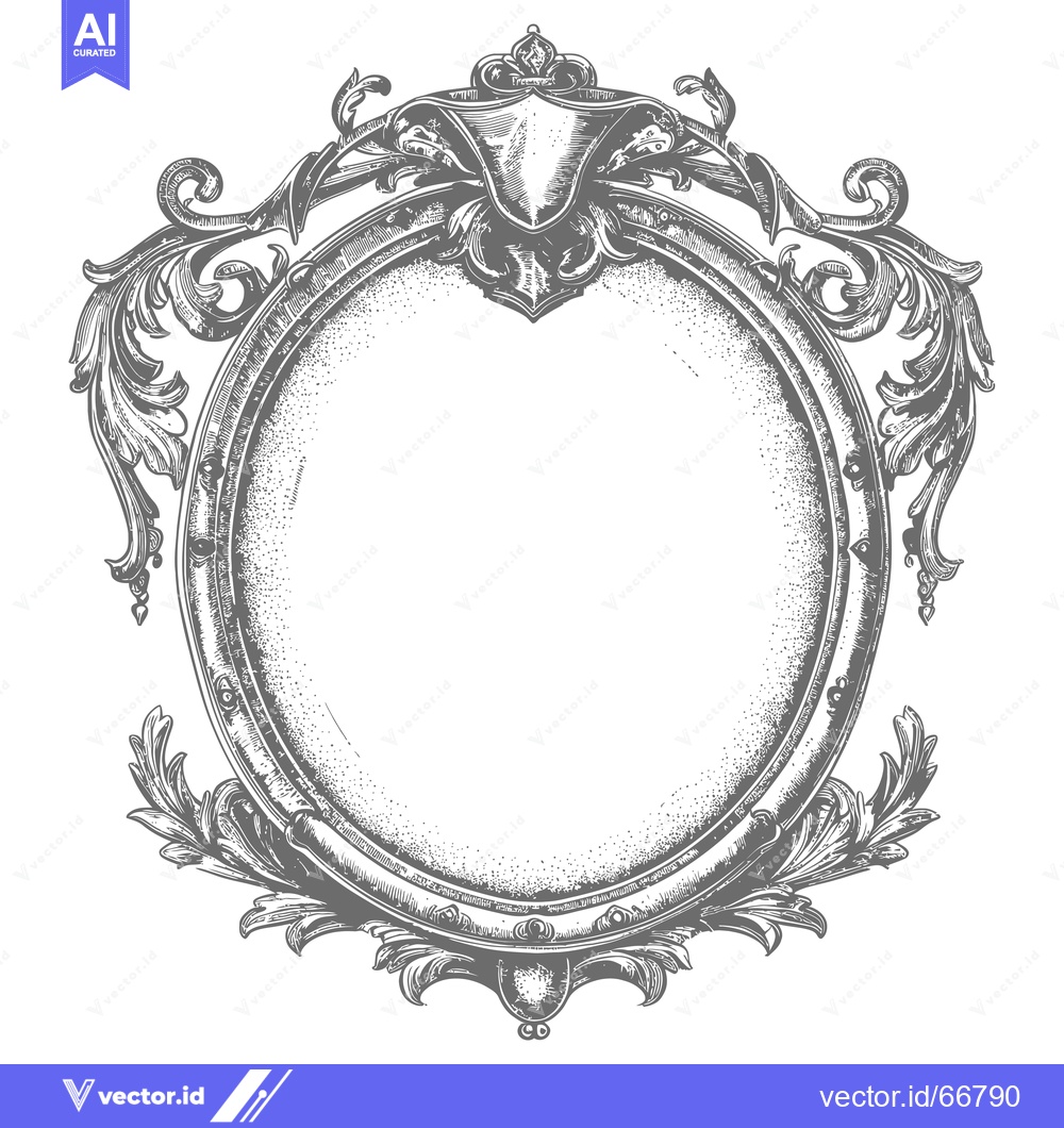 Premium Vector dari Ornate Circular Frame with Crown and Floral Motifs