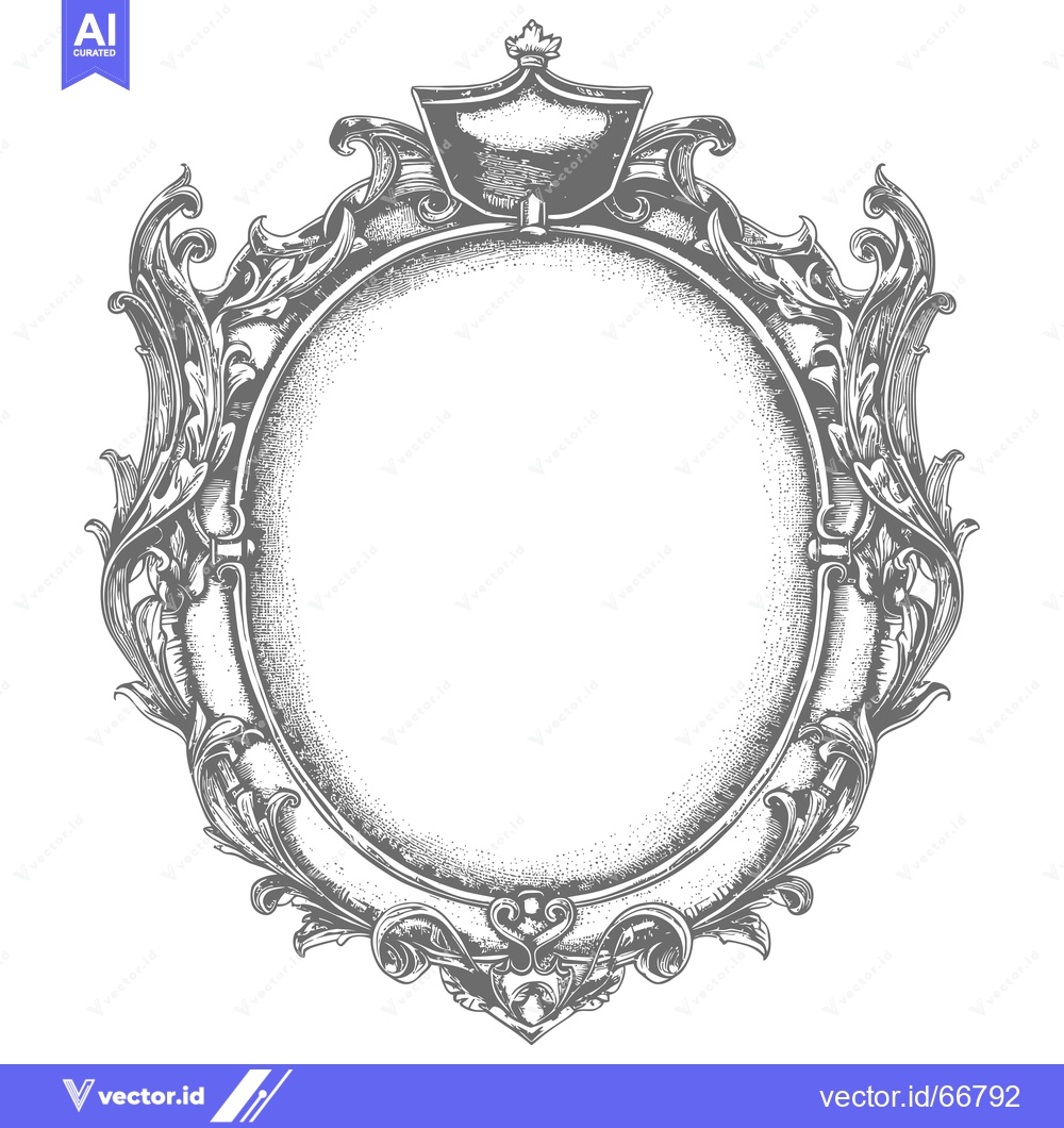 Premium Vector dari Ornate Circular Frame with Crown and Floral Motifs
