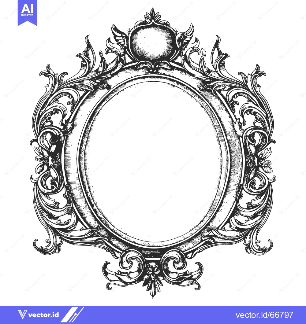Premium Vector of Ornate Oval Frame with Flourishes and Wings