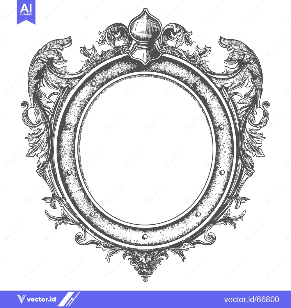 Premium Vector dari Ornate circular frame with a vintage, hand-drawn aesthetic