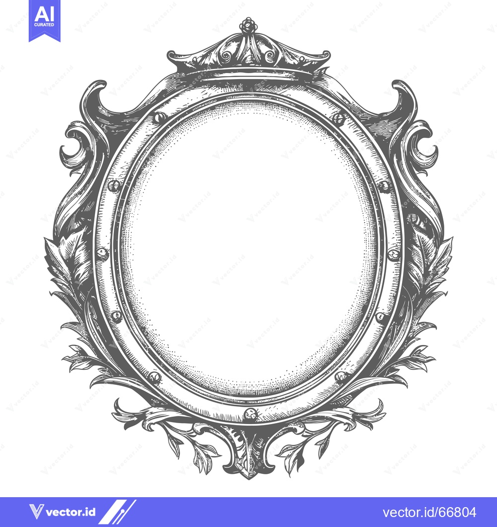Premium Vector dari Ornate Circular Frame with a Crown and Floral Designs