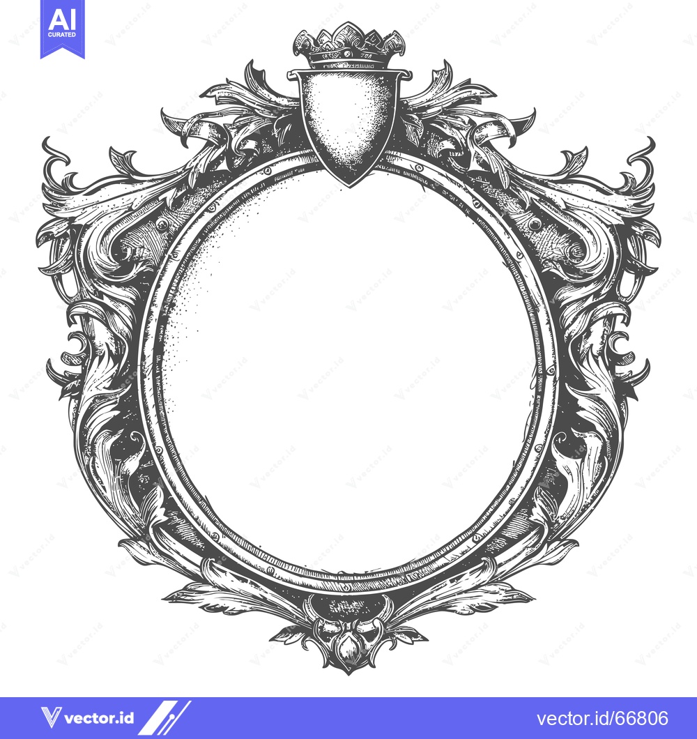 Premium Vector dari Ornate Circular Frame with Crown and Shield