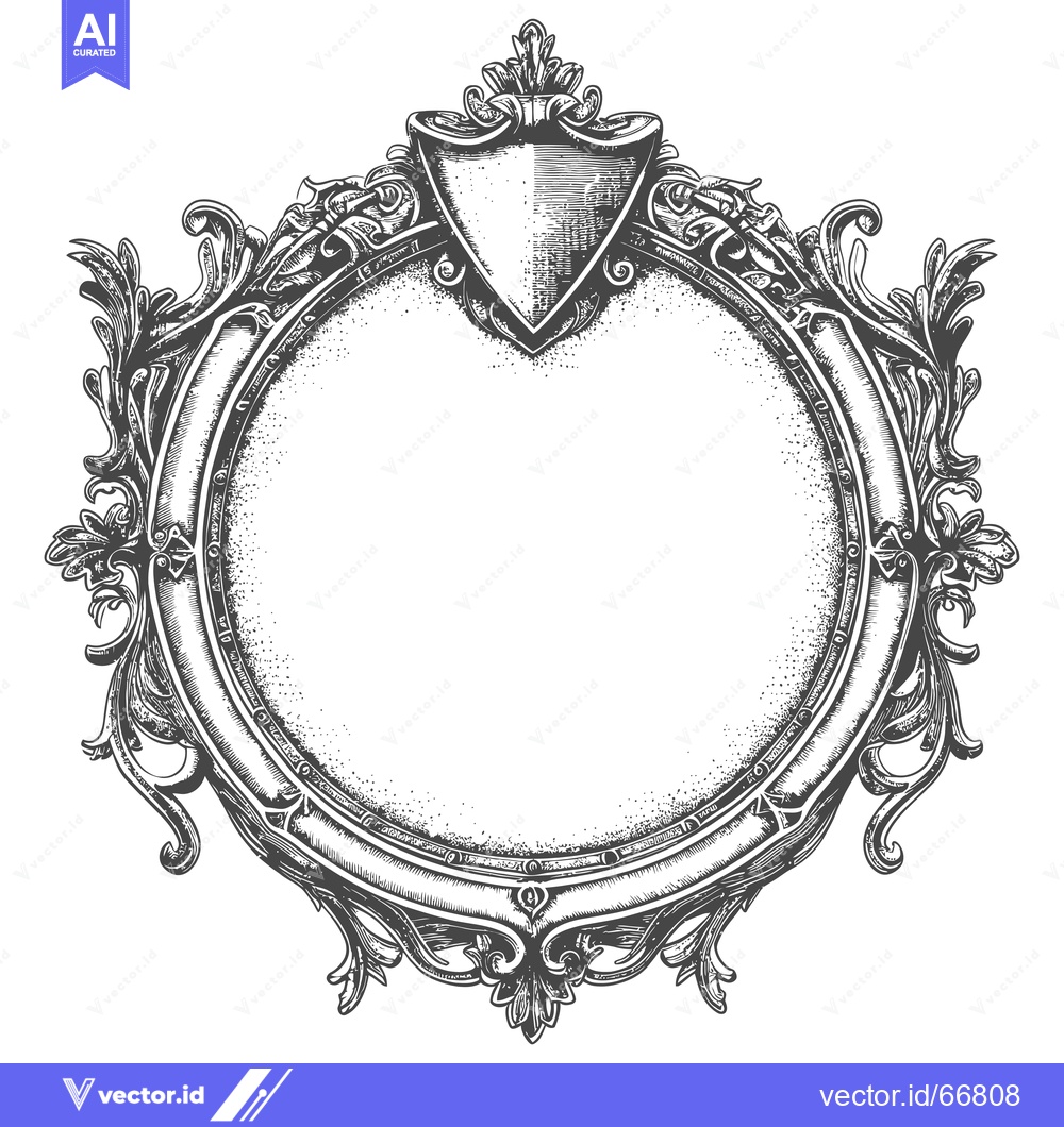 Premium Vector of Ornate Circular Frame with Shield and Flourishes