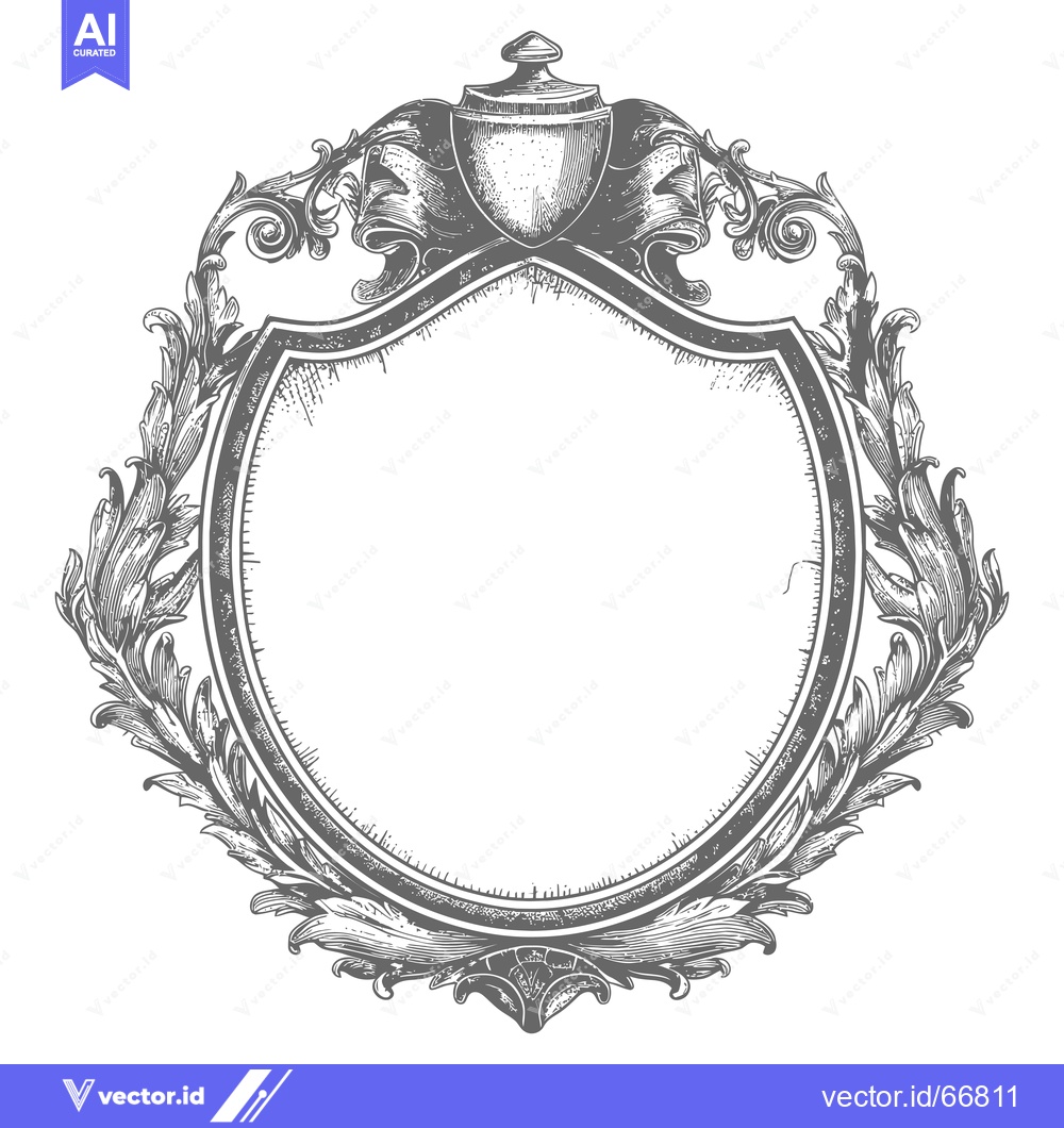 Premium Vector of Ornate Shield with Decorative Floral Elements