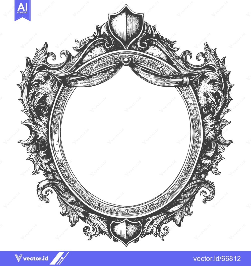Premium Vector of Ornate Circular Frame with Flourishes and Shields