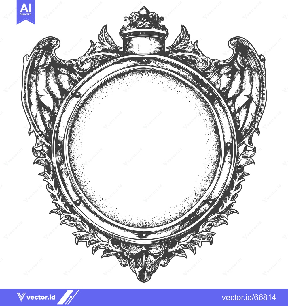 Premium Vector dari Ornate Circular Frame with Wings and Crown
