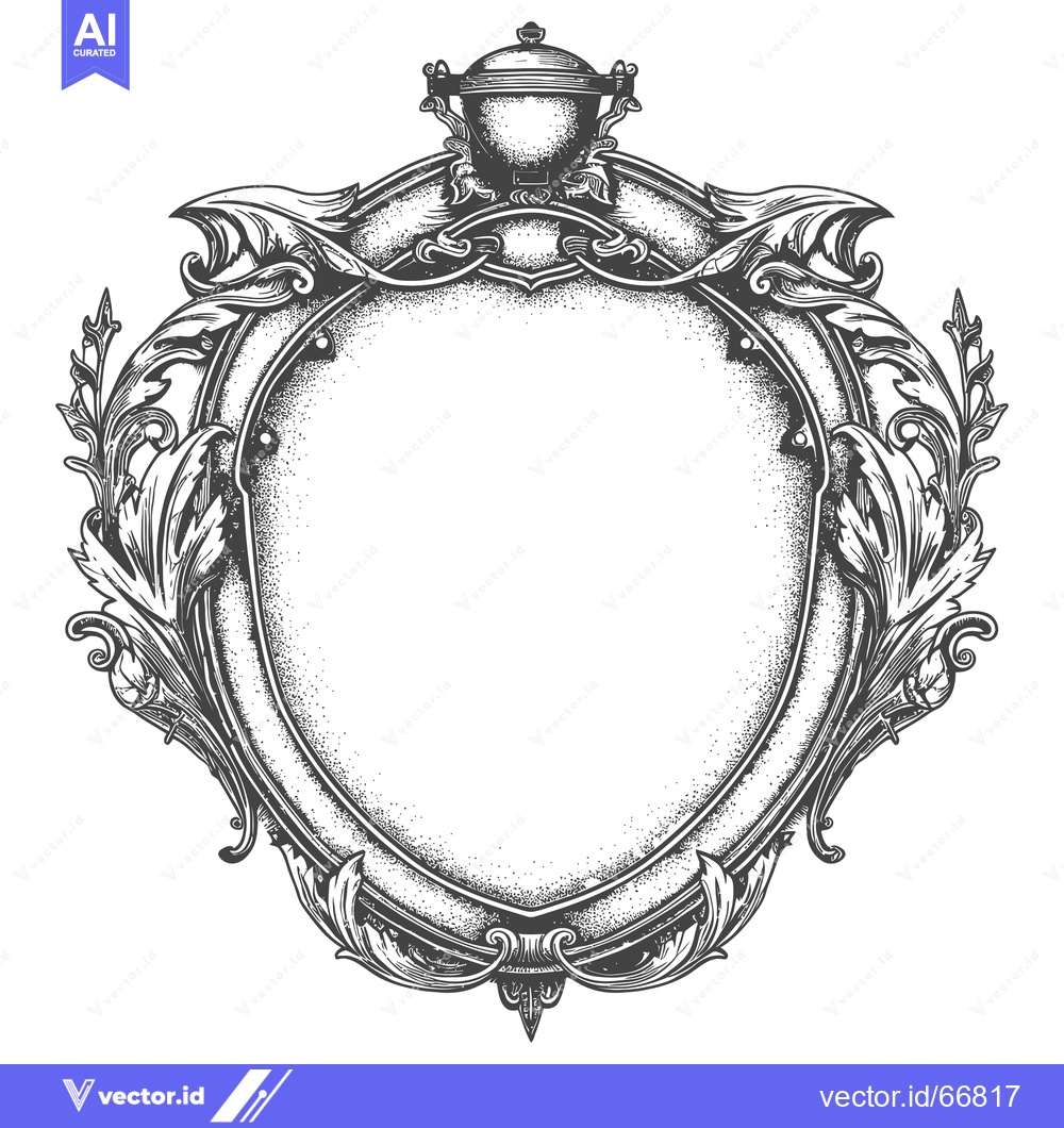 Premium Vector of Ornate  Shield with Top Finial for Crest or Emblem Design