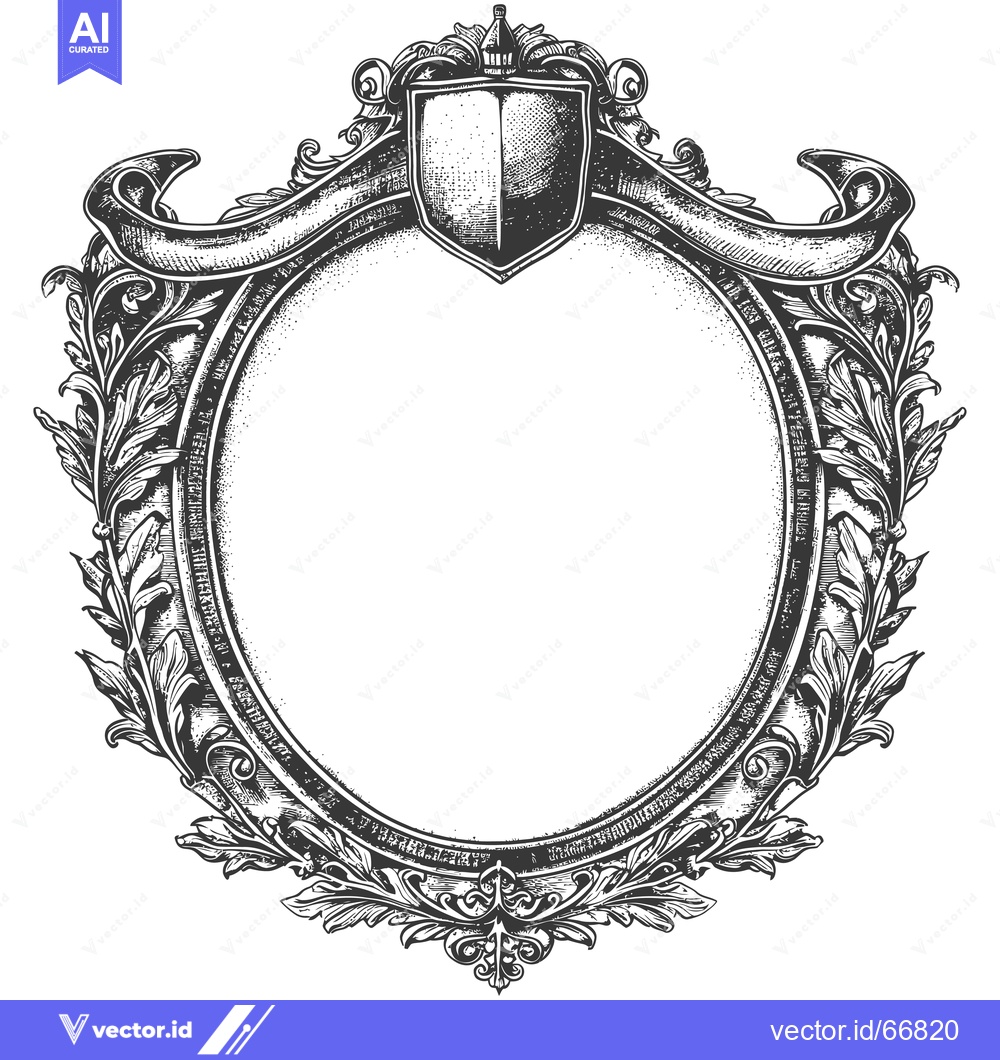 Premium Vector dari Ornate Frame with Shield and Scrollwork
