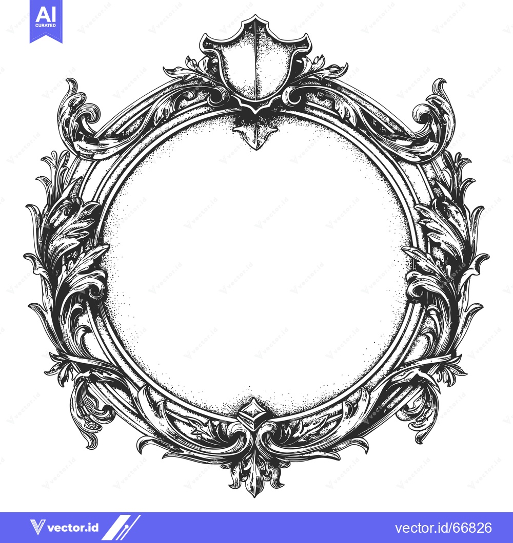 Premium Vector of Ornate Circular Frame with Shield and Flourishes