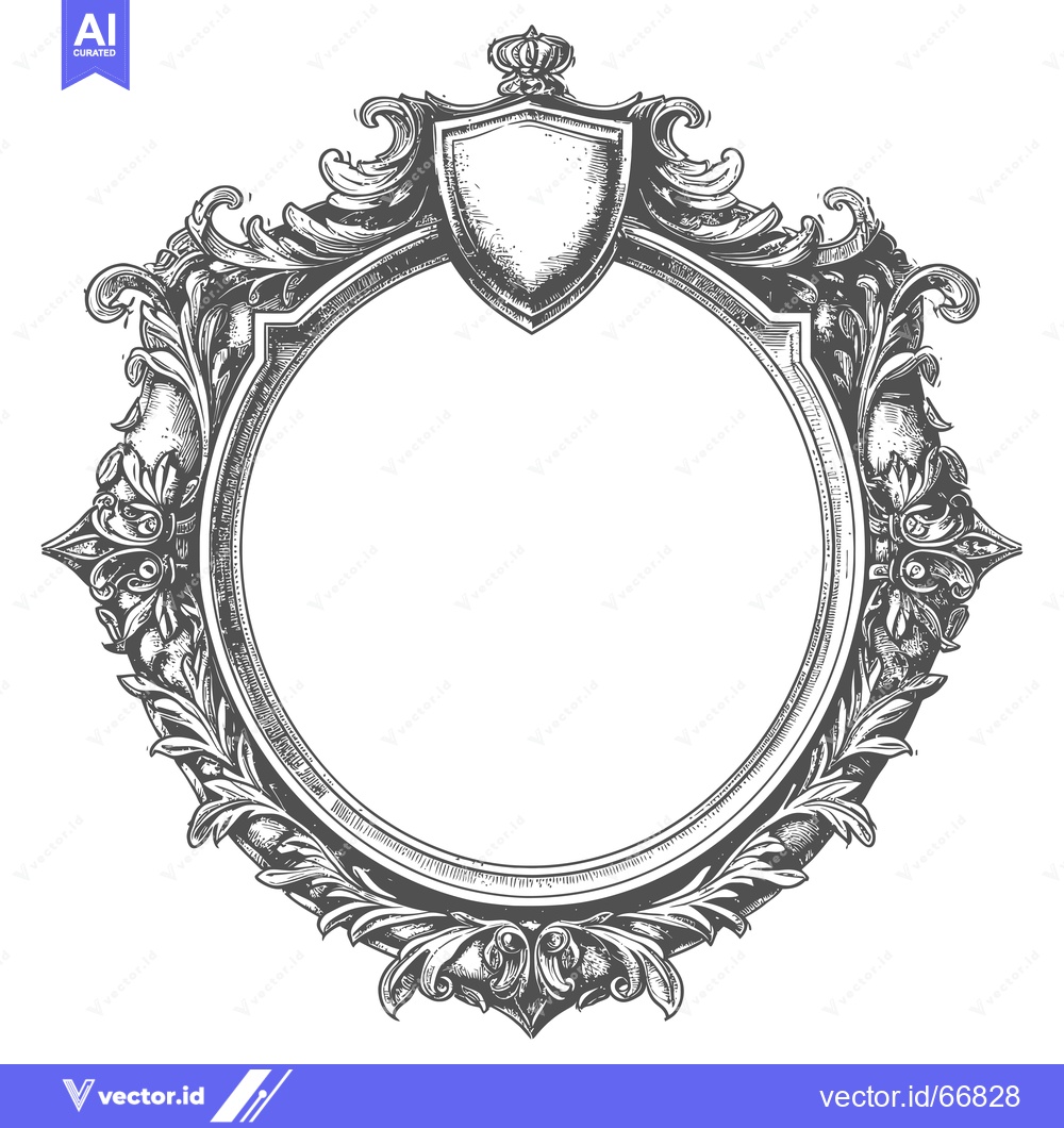 Premium Vector dari Ornate Oval Frame with Crown and Shield