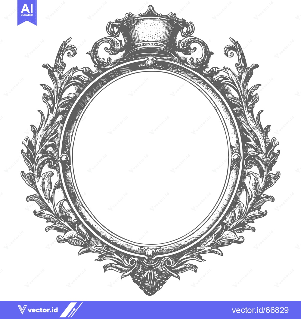 Premium Vector dari Ornate Crowned Oval Frame with Flourishes
